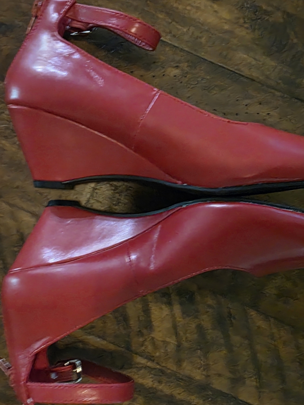 Red Wedge Heels with Ankle Strap - Women